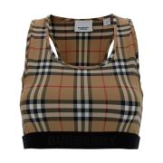 Burberry Vintage Check Sports Bra Crop Top Multicolor, Dam