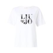 Liu Jo Vit Bomull T-shirt med Strassbokstäver White, Dam