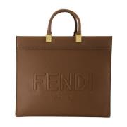 Fendi Tote i kornläder med avtagbar rem Brown, Dam