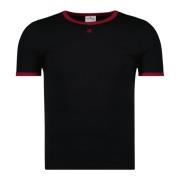 Courrèges Svart och röd signatur T-shirt Black, Herr