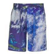 Balmain Silkshorts med jordtryck Multicolor, Herr