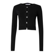 Patrizia Pepe Essential Jewel Button Kofta Svart Black, Dam