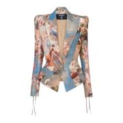 Balmain Slim-fit Sky tryckt canvasjacka Multicolor, Dam