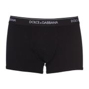 Dolce & Gabbana Svarta boxershorts i vitt stretchigt bomull Black, Her...