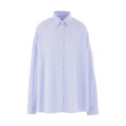 Dries Van Noten Blå Oversize Poplin Skjorta Casia Blue, Dam