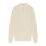 NN07 Half Zip Sweater i Ivory Beige, Herr