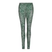 IN FRONT Mesh Leggings med Tryck Green, Dam