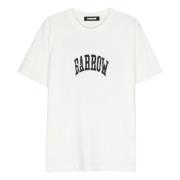 BARROW Logo Print Crew Neck Cotton T-shirt White, Herr