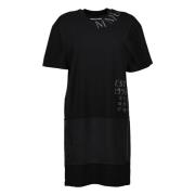 MM6 Maison Margiela Tryckt Svart T-shirt Klänning Black, Dam