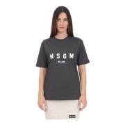 MSGM Grå Logo Print T-shirt Gray, Dam