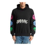 BARROW Mönstrad Logo Hoodie Black, Herr