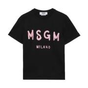 MSGM Bomull T-shirt i 99C Stil Black, Dam