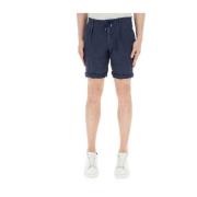 40WEFT Blå Linne Casual Shorts Blue, Herr