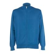 CASHMERE COMPANY Lättvikts Zip Pullover för män Blue, Herr