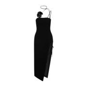 DAVID KOMA Svart Halterneck Midi Klänning Black, Dam