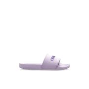 Off White Slides med logotyp Purple, Dam