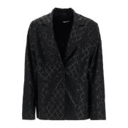 ROTATE Birger Christensen Diamond Sequin Oversize Blazer Black, Dam