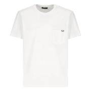 Fay Vit Bomull T-shirt med Bröstficka White, Herr