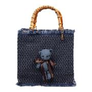 La MILANESA Denim handväska med teddybjörn charms Blue, Dam