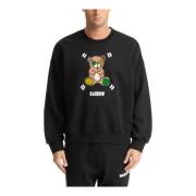 BARROW Mönstrad teddy-sweatshirt med logoficka Black, Herr