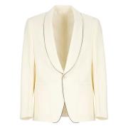 Lardini Ivory Ull Shawl Neck Jacka Beige, Herr