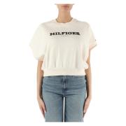 Tommy Hilfiger Garzato Short Sleeve Sweatshirt White, Dam