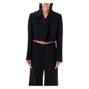 LOW CLASSIC Svart Ull Kort Jacka Aw24 Black, Dam