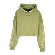 VISION OF SUPER Flames Crop Hoodie Grön/Off White Green, Herr