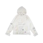 MIHARA YASUHIRO Vit Tryckt Dragsko Hoodie Gray, Herr