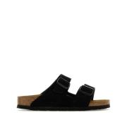 Birkenstock Svarta Mockasandaler med Spännband Black, Dam