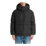 BARROW Zip-Up Enkel Dunjacka med Avtagbar Huva Black, Herr