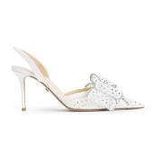 MACH & MACH Vit Mesh Strass Present White, Dam