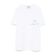 MSGM Kristalldekorerad Vit T-shirt White, Dam