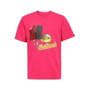 ICECREAM Bomull T-shirt med Front Print Pink, Herr