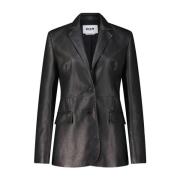 MSGM Figursydd blazer i läderimitation Black, Dam