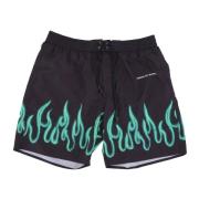 VISION OF SUPER Flames Badshorts Svart/Grön Black, Herr