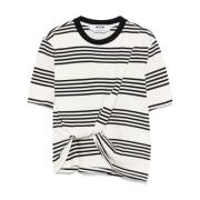 MSGM Vit Crew Neck T-shirt med Twist Detaljer Multicolor, Dam