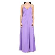 Simona Corsellini Satin Jumpsuit med Dragkedja Stängning Purple, Dam