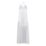 Alberta Ferretti Vit Spets Satinklänning Elegant White, Dam