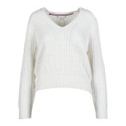 Tommy Hilfiger Stickad Kabel Pullover Tröja White, Dam