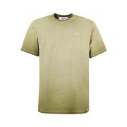 MSGM Grön Crew-neck T-shirt med Logo Green, Herr