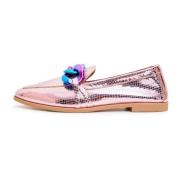 Cesare Gaspari Klassiska läderplatta loafers - Metallic Pink Pink, Dam