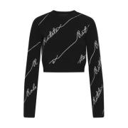 ROTATE Birger Christensen Sequin Logo Sweatshirt Black, Dam