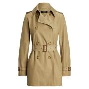 Ralph Lauren Beige Dubbelknäppt Bomullsblandning Trench Ytterkläder Be...