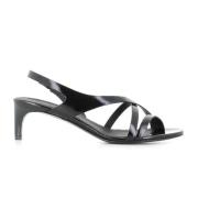 DEL CARLO Svart lädersandal med elastisk stängning Black, Dam