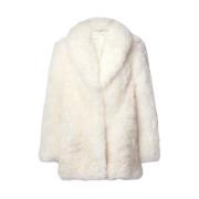 LOVESHACKFANCY Sheana Shearling Jacka - Off-White Beige, Dam