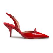 Salvatore Ferragamo Röda Lackläder Slingback Klackar Red, Dam