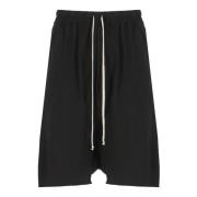 Rick Owens Svarta Bomull Bermuda Shorts Elastisk Midja Black, Herr