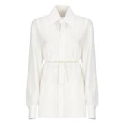 MM6 Maison Margiela Vit silkeskjorta med krage White, Dam