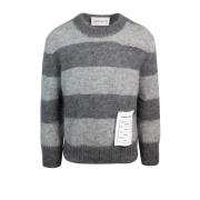 AMARÁNTO Regular Fit Crew Neck Sweaters Gray, Herr